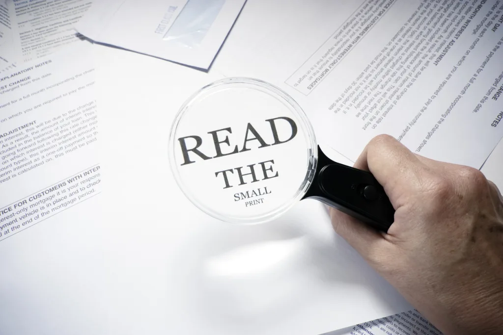 read the small print magnified before you travel